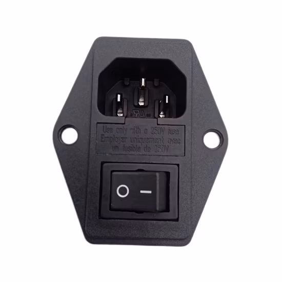 Ene60320 C14 Male Socket with Rocker Switch 3 Pins Screw Mount Medical Electrical Socket 10A 250V PDU Connector